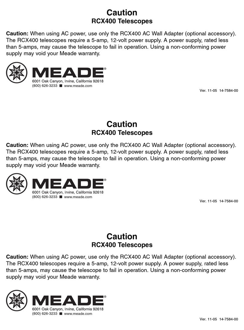 Meade RCX400 Cautions leaflet Meade RCX400 Cautions leaflet