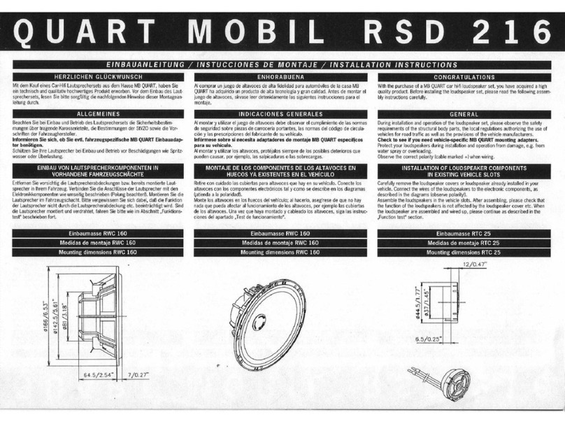 MB QUART Quart Mobil RSD 216 installation instructions MB QUART Quart Mobil RSD 216 installation instructions