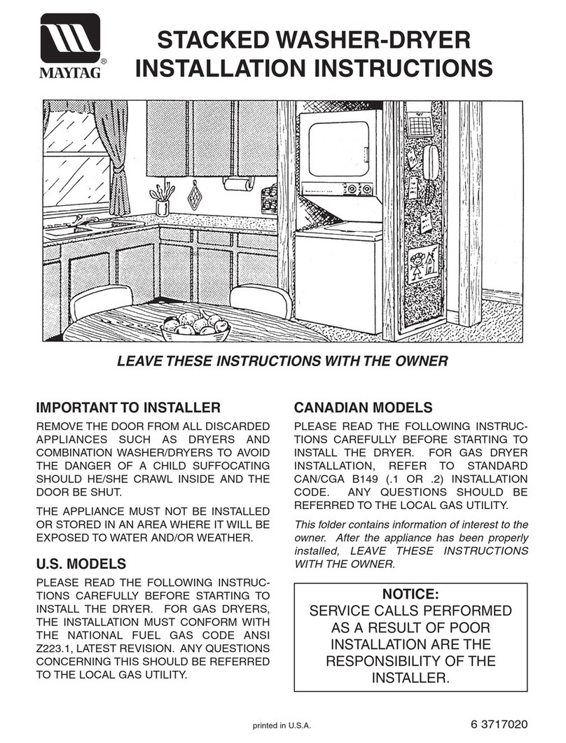 Maytag Stacked Washer/Dryer User manual