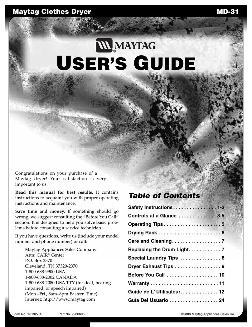 Maytag MD-31 User manual