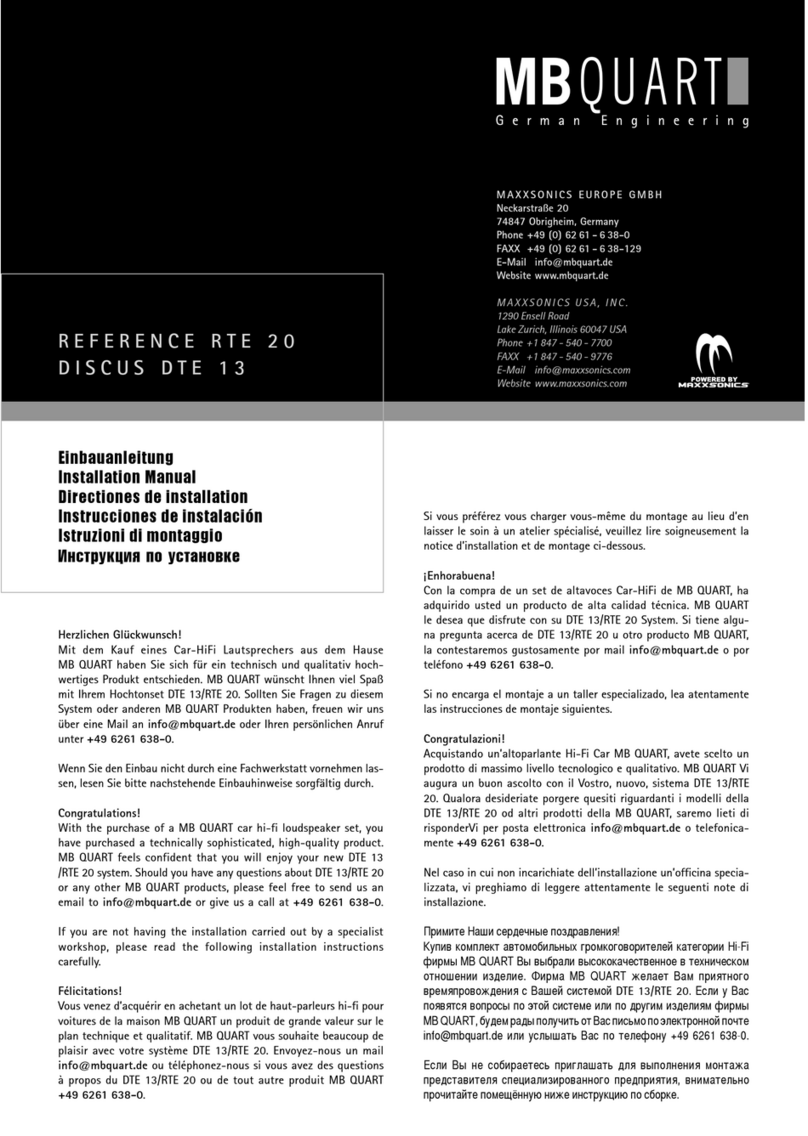 MB QUART Reference RTE 20 User manual MB QUART Reference RTE 20 User manual