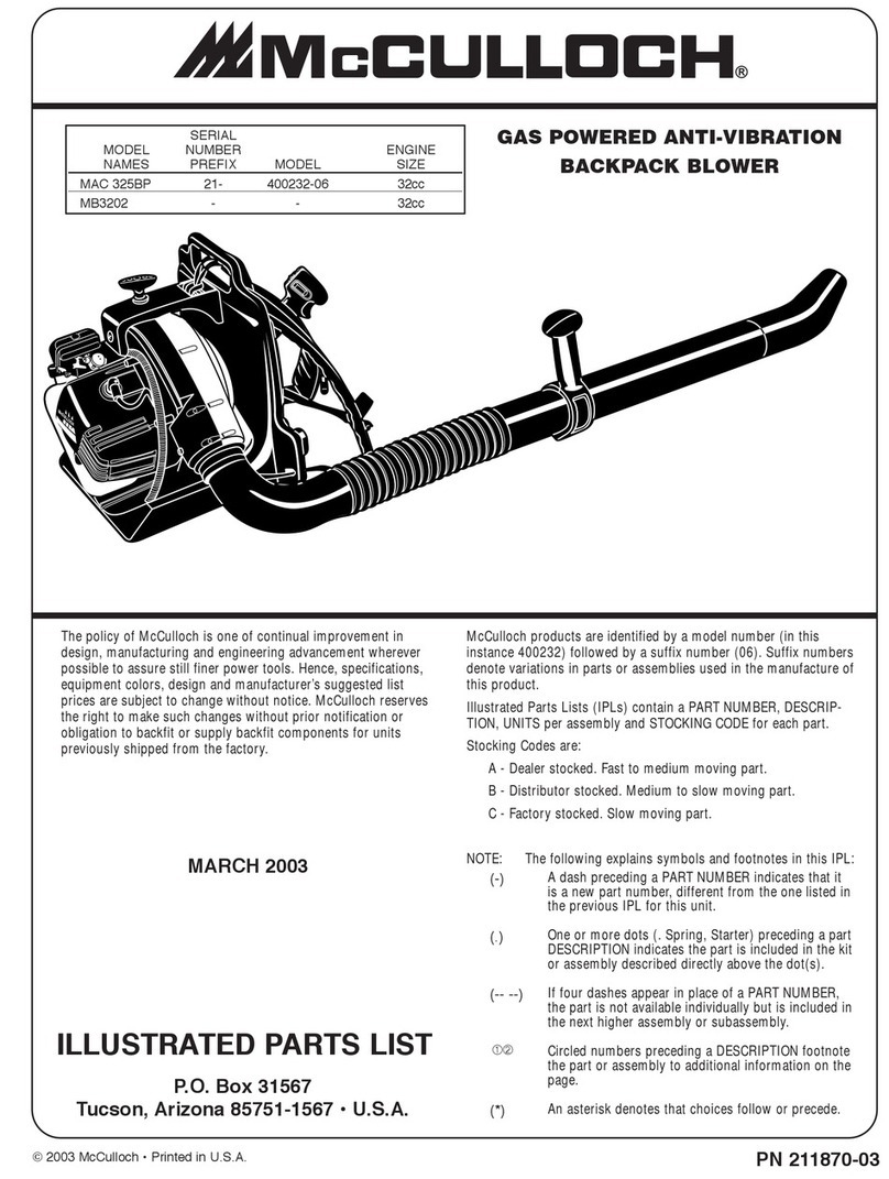 McCulloch MB3202 Illustrated parts list