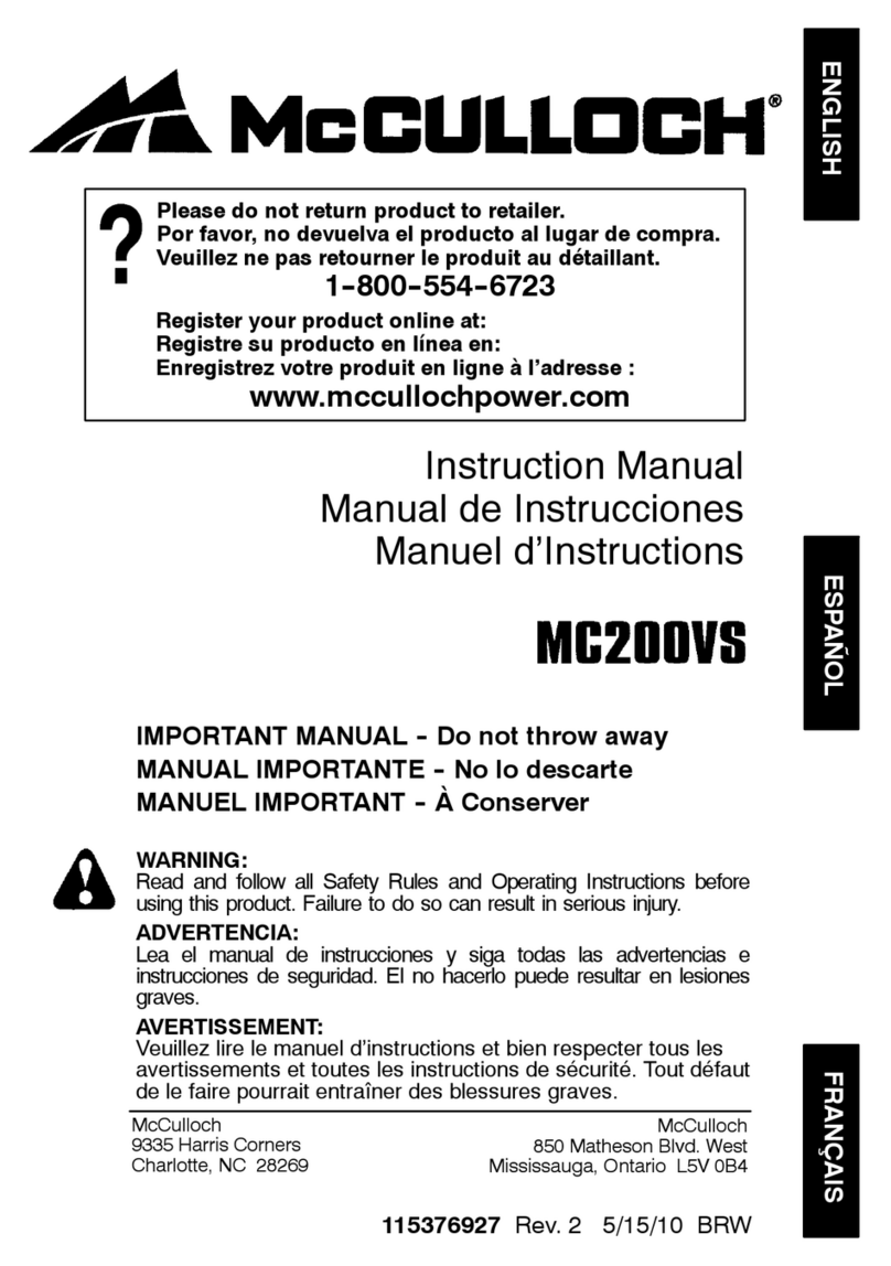 McCulloch 115376927 instruction manual