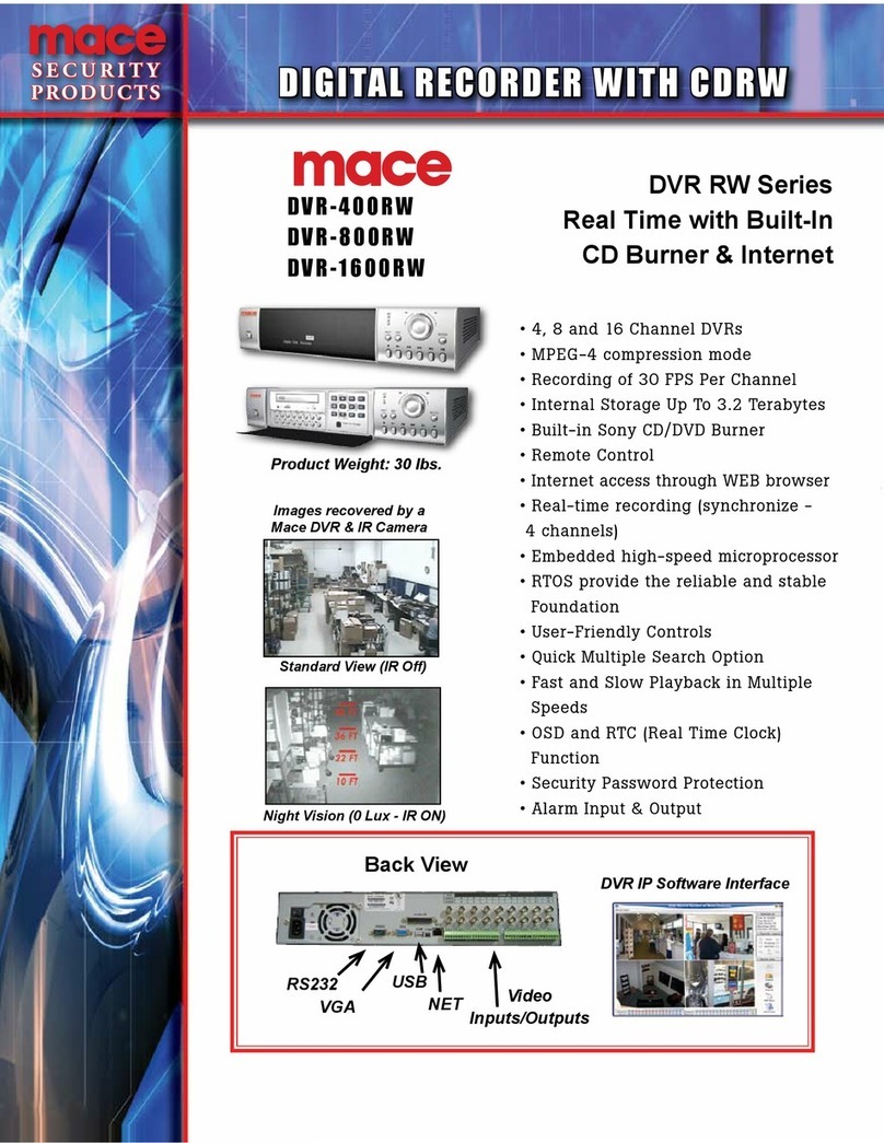 Mace DVR-1600 RW Specification sheet