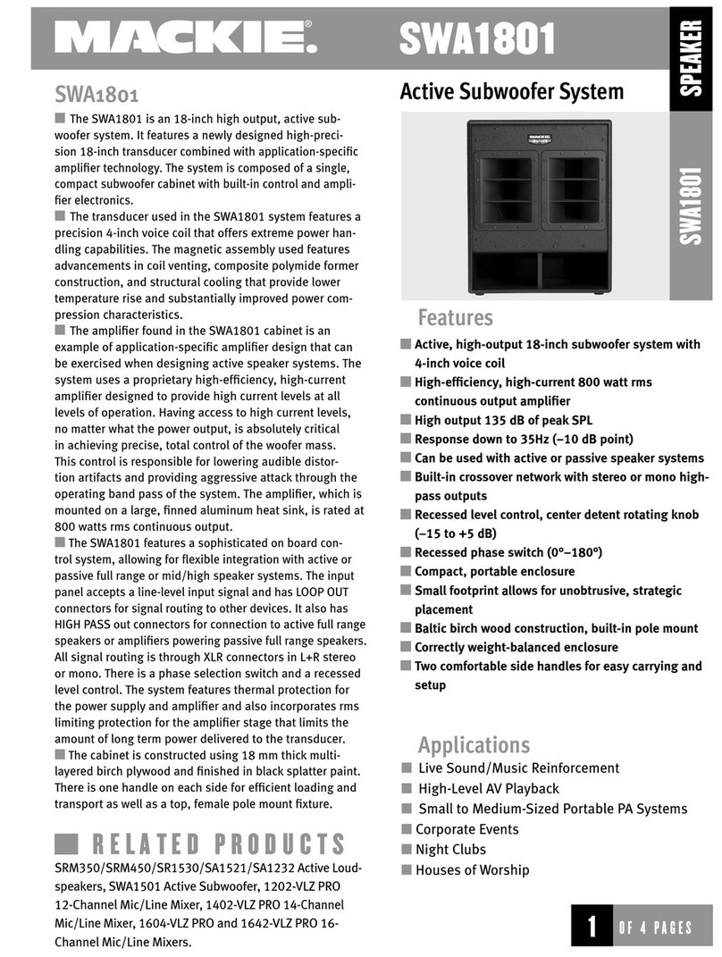 Mackie SWA1801 User manual Mackie SWA1801 User manual