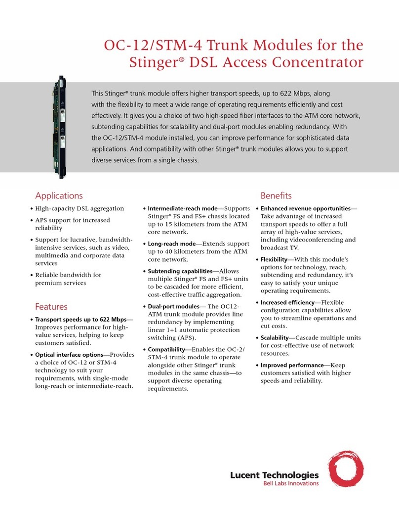 Lucent Technologies Stinger Trunk Module OC-12/STM-4 Brochure & specs