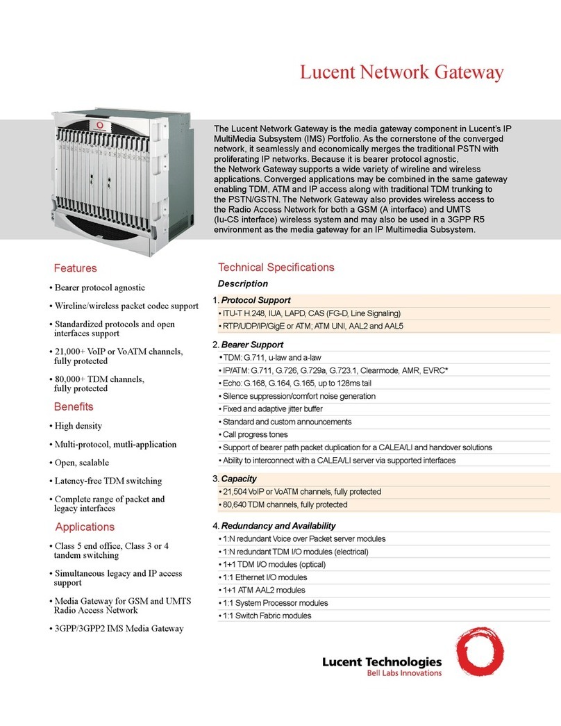 Lucent Technologies Lucent Network Gateway Specifications