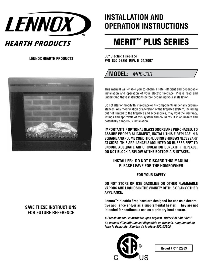 Lennox Hearth Products LENNOX MPE-33R Installation and operation instructions