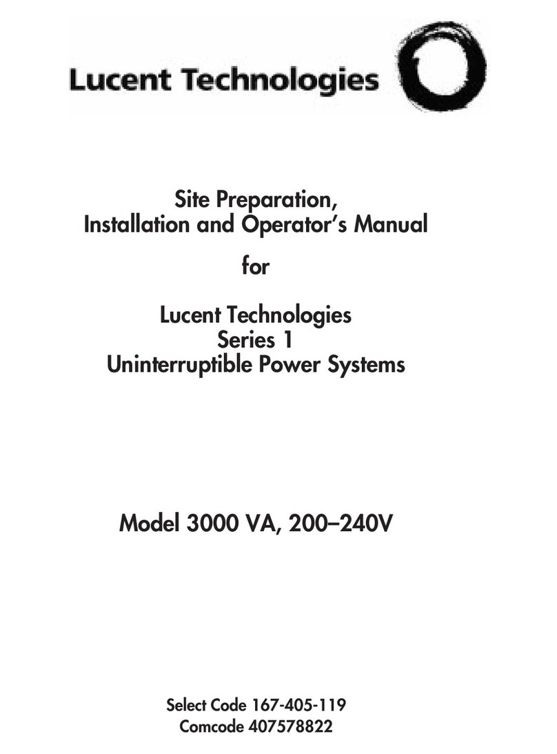 Lucent Technologies Uninterruptible Power Systems 3000 VA Installation and operator's manual Lucent Technologies Uninterruptible Power Systems 3000 VA Installation and operator's manual