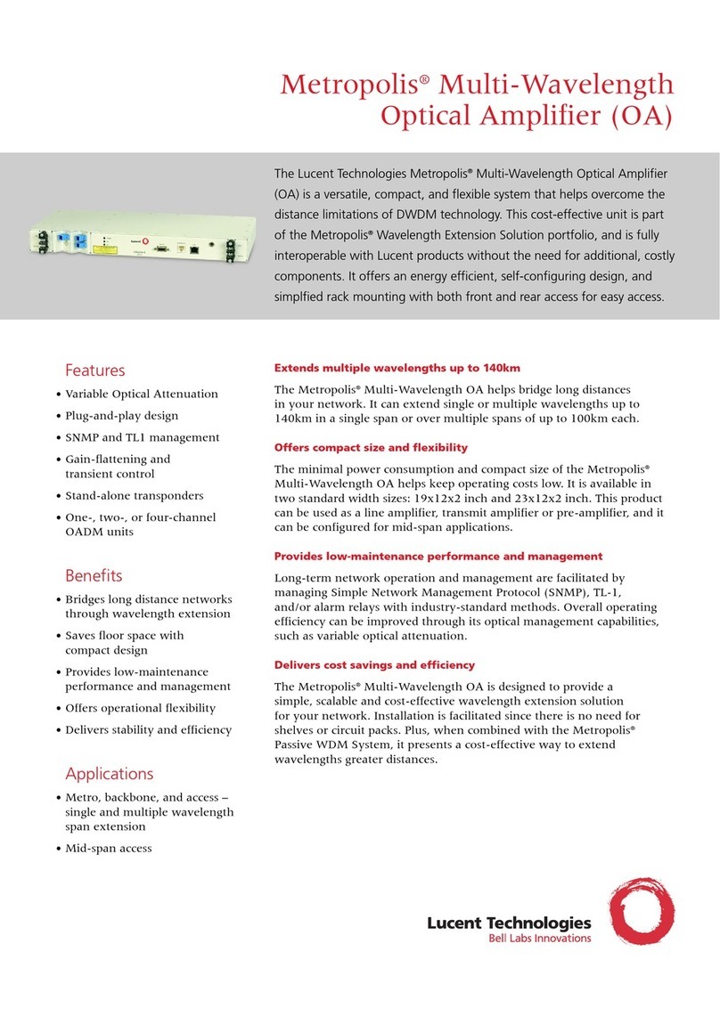 Lucent Technologies Optical Amplifier Specifications