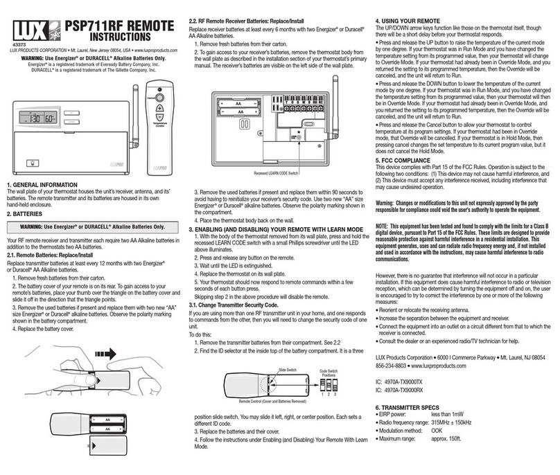 Lux Products PSP711RF instructions