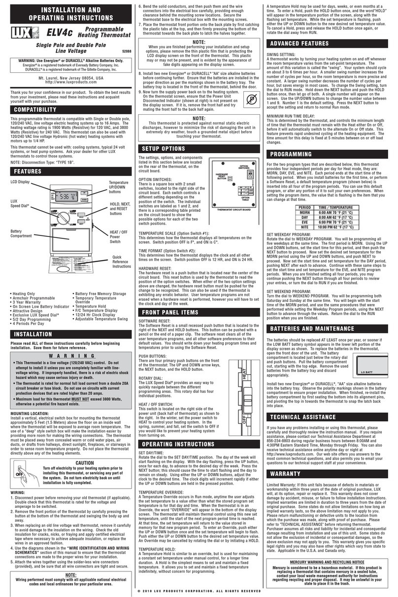 Lux Products ELV4C User manual