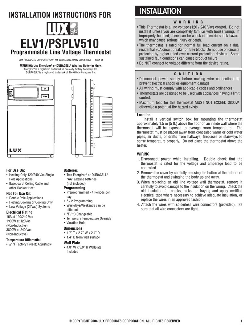 Lux Products ELV1/PSPLV510 installation instructions