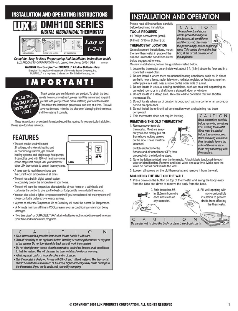 Lux Products DMH100 Series Installation and operating instructions