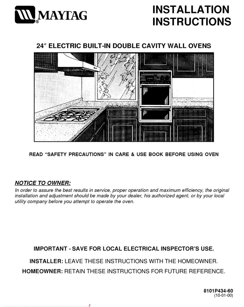 Maytag Electric Built-In Double Cavity Wall Oven User manual