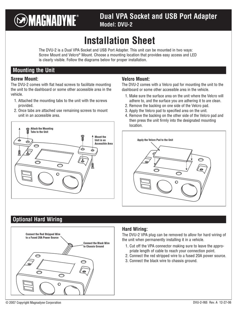 Magnadyne Dual VPA Socket and USB Port Adapter DVU-2 Installation sheet Magnadyne Dual VPA Socket and USB Port Adapter DVU-2 Installation sheet