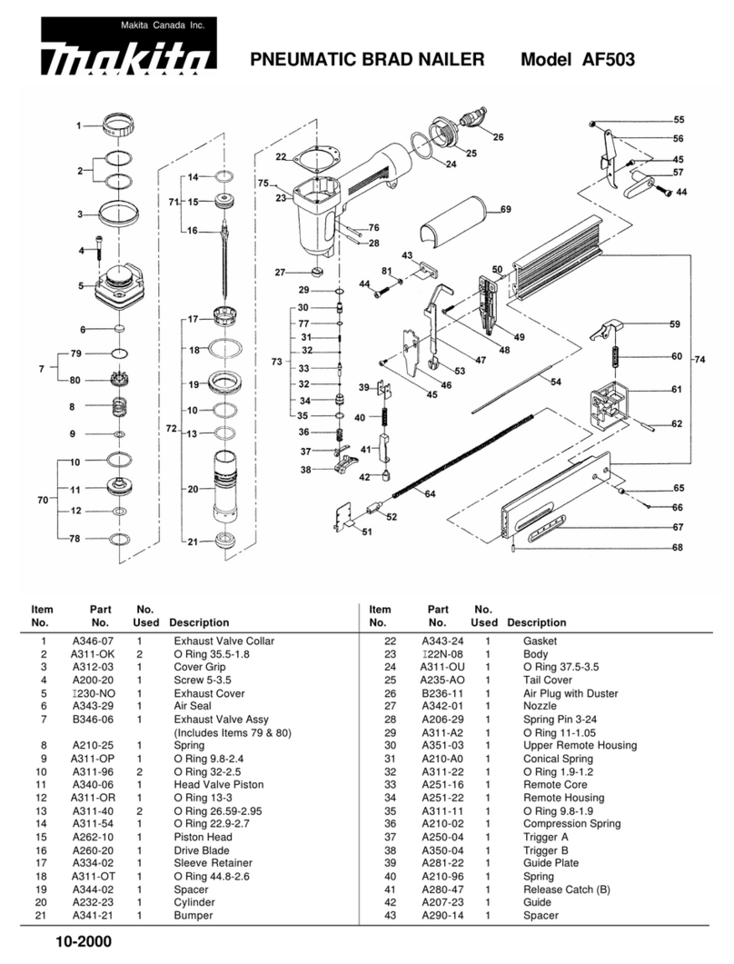 Makita AF503 parts list
