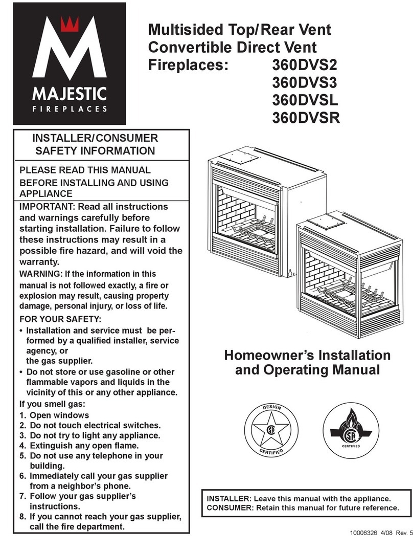 Majestic fireplaces 360DVS2 RN Homeowner's installation and operating manual Majestic fireplaces 360DVS2 RN Homeowner's installation and operating manual