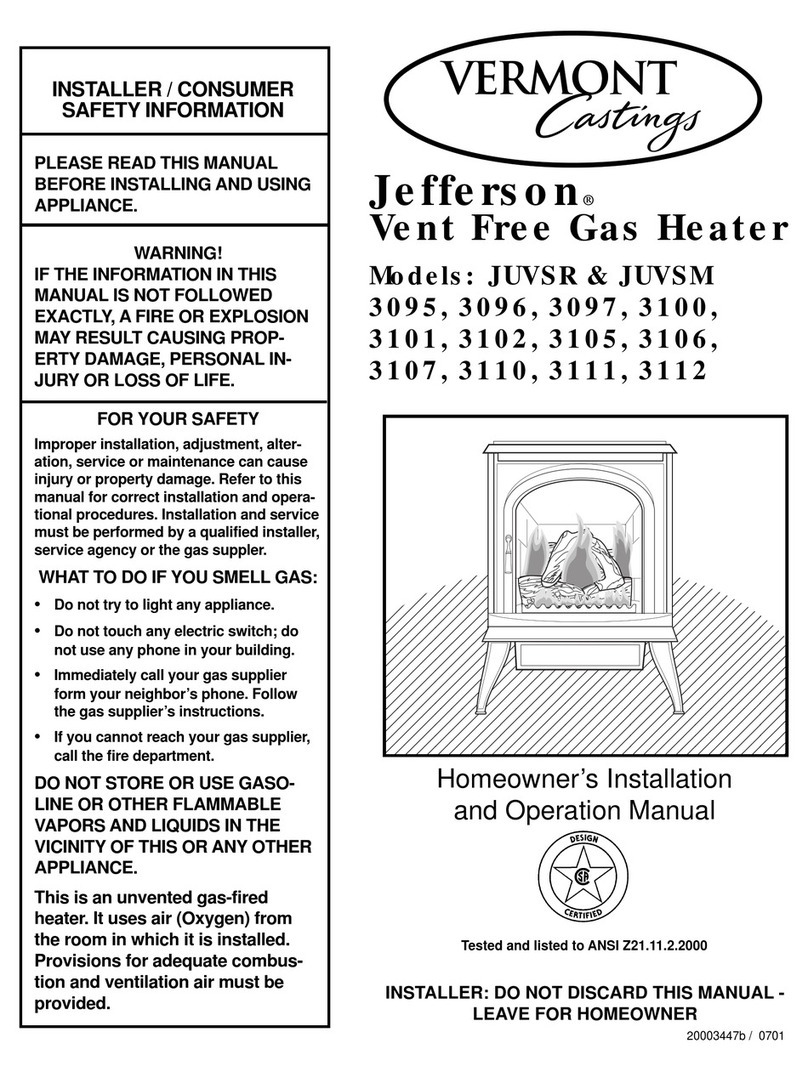 Vermont Castings 3095 Homeowner's installation and operating manual