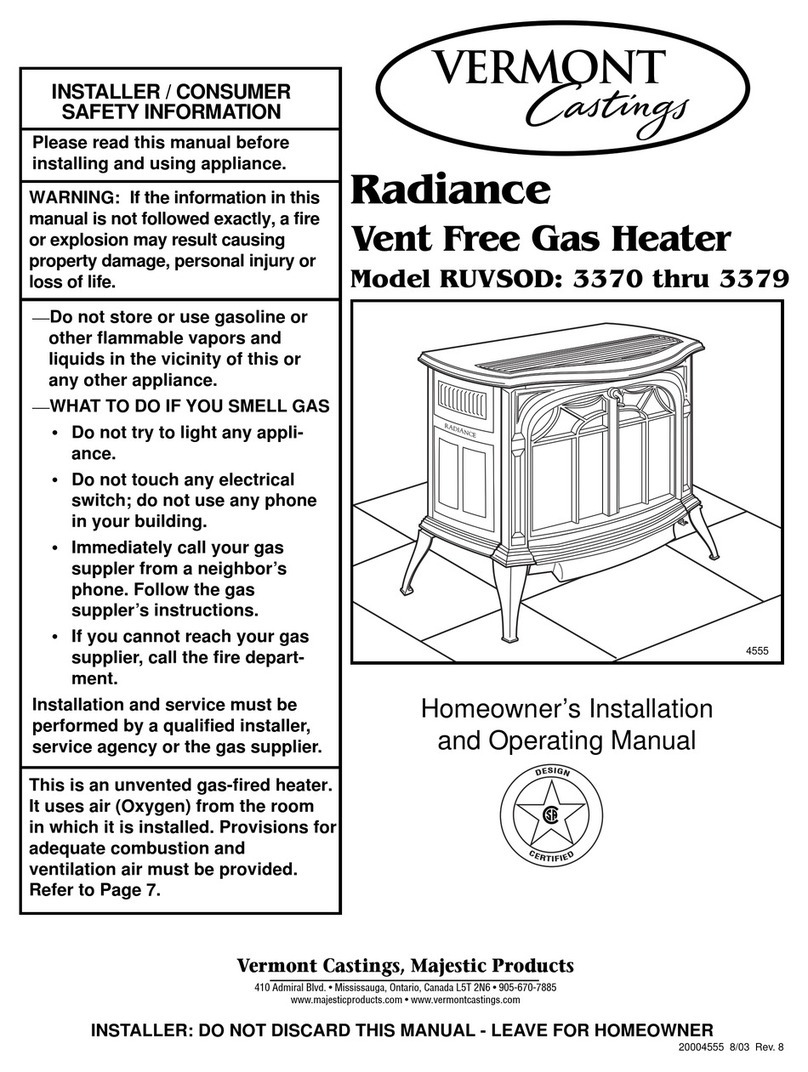 Vermont Castings Radiance RUVSOD 3370 Homeowner's installation and operating manual