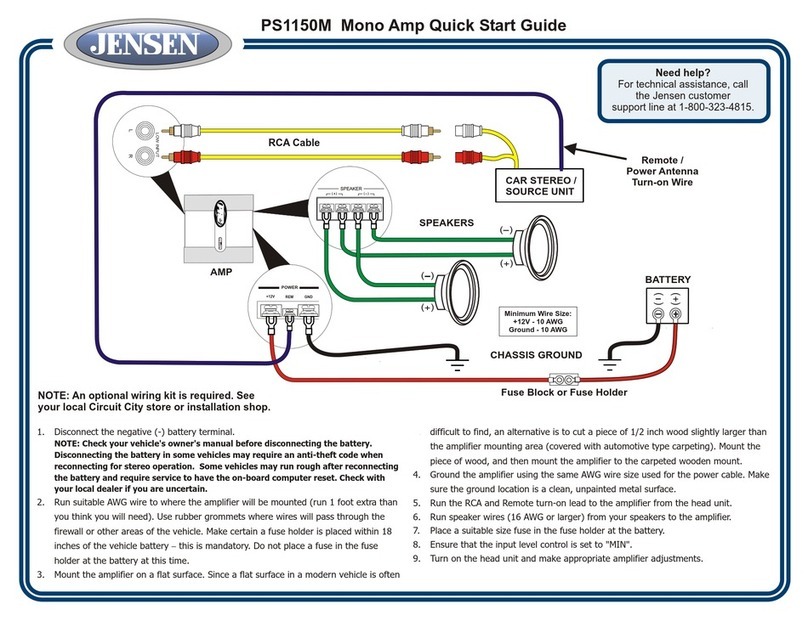 Jensen Mono Amp PS1150M User manual