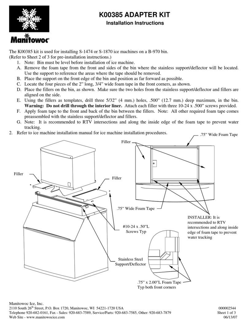 Manitowoc ICE MACHINE K00385 installation instructions