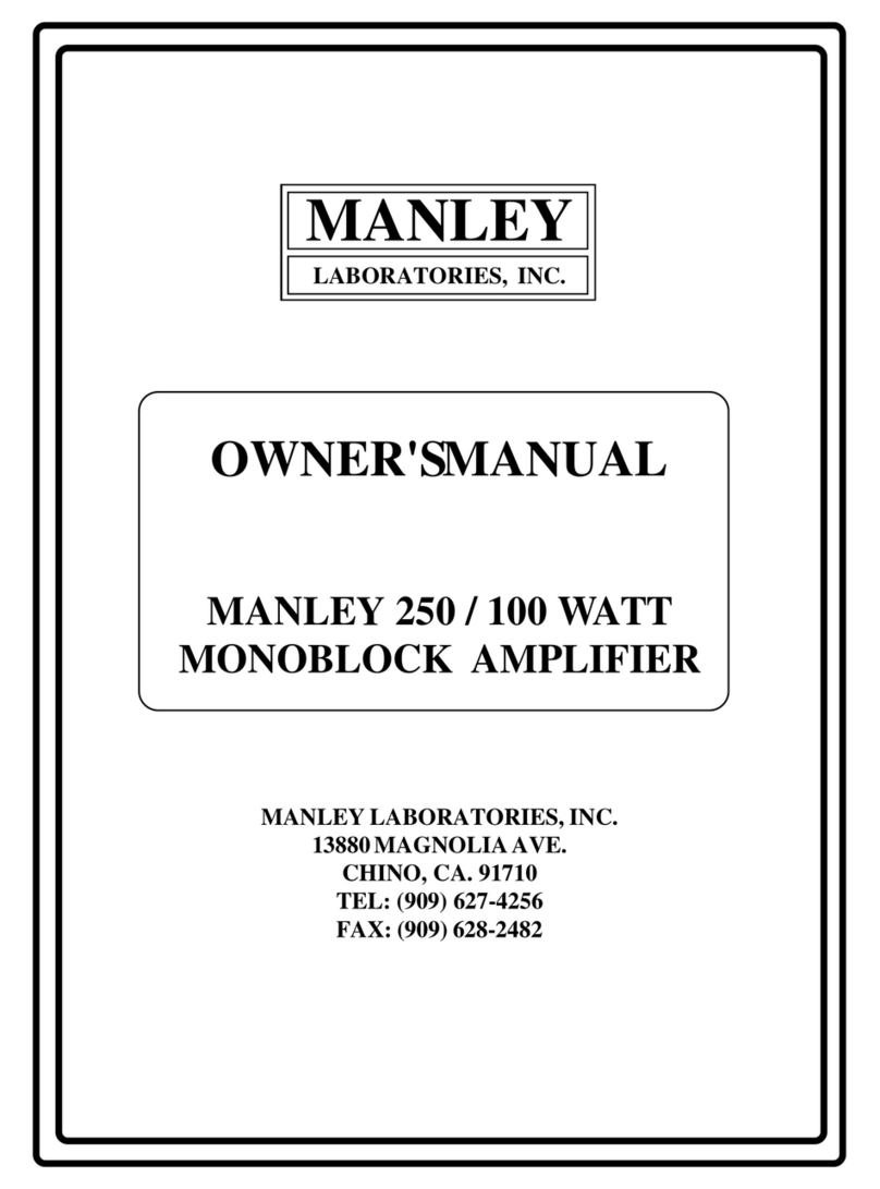 Manley MONOBLOCK AMPLIFIER User manual