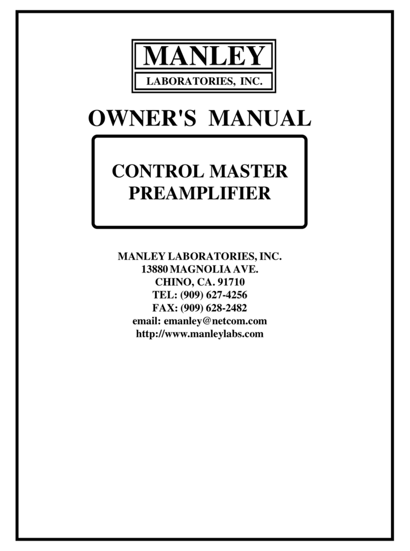 Manley CONTROL MASTER PREAMPLIFIER owner's manual