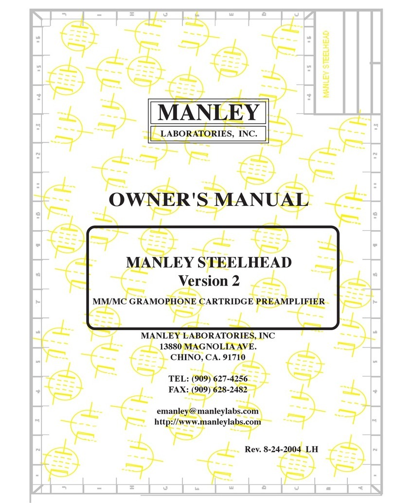 Manley MM/MC GRAMOPHONE CARTRIDGE PREAMPLIFIER User manual