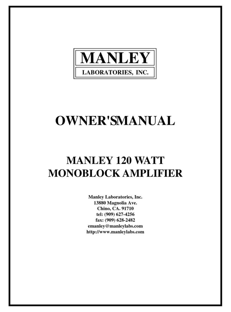 Manley 120 Watt Monoblock Amplifier User manual