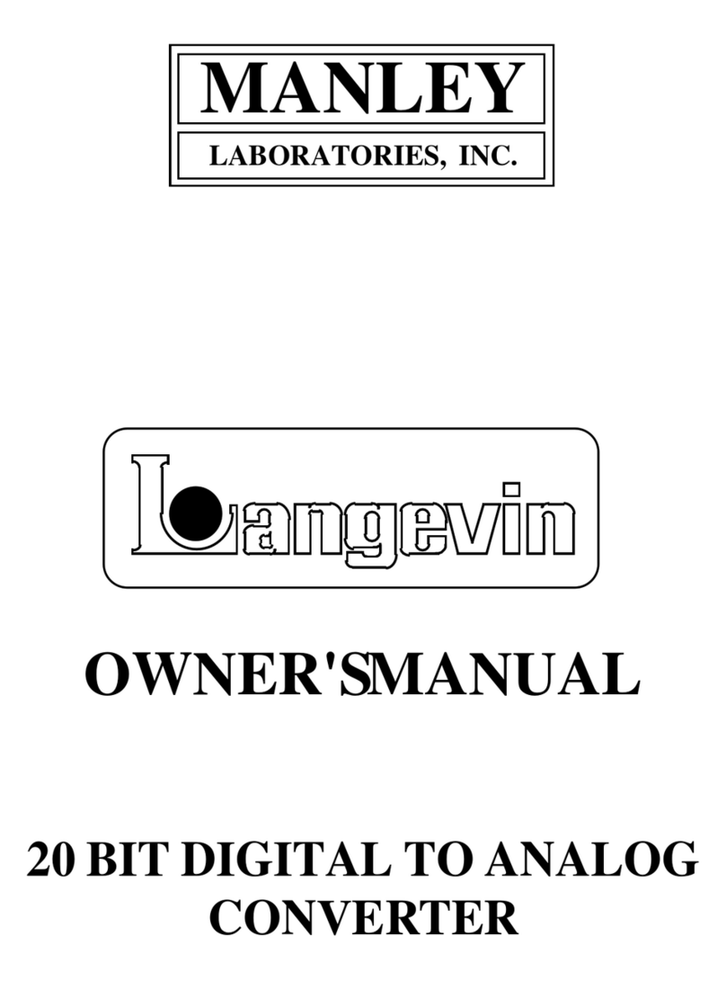 Manley Langevin 20 BIT DIGITAL TO ANALOG CONVERTER owner's manual