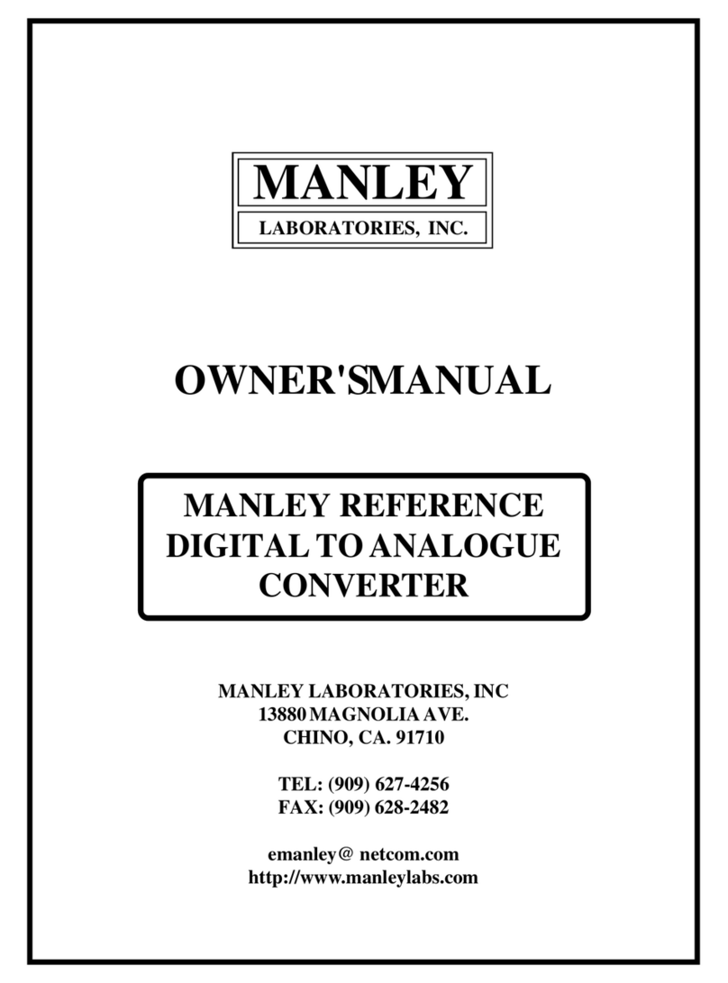 Manley MANLEY REFERENCE DIGITAL TO ANALOGUE... owner's manual