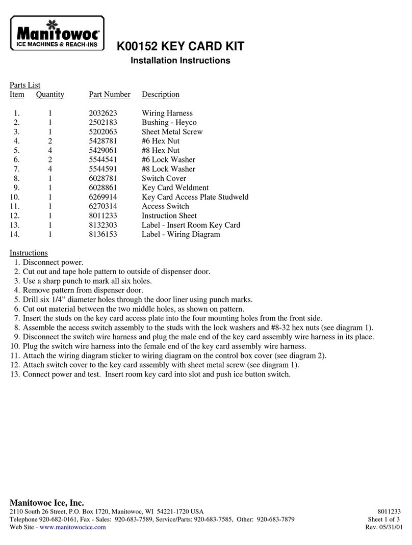 Manitowoc KEY CARD KIT K00152 User manual