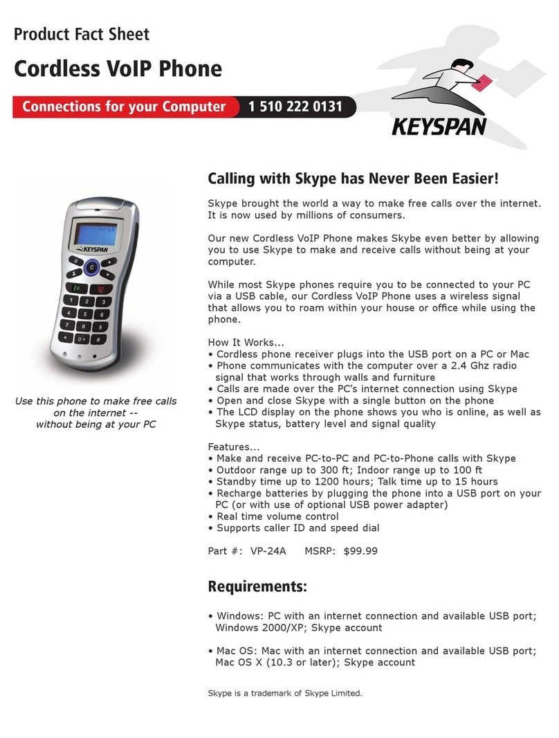 Keyspan Cordless VoIP Phone datasheet