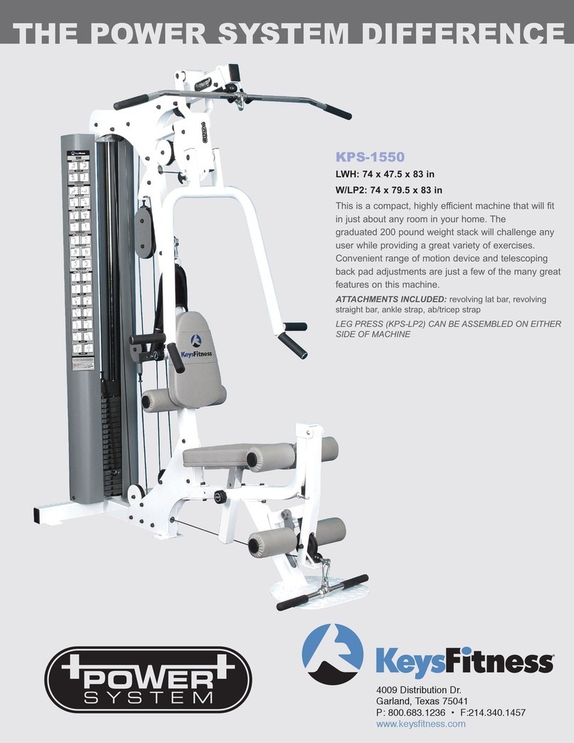 Keys Fitness Power System Difference KPS-1550 Specification sheet