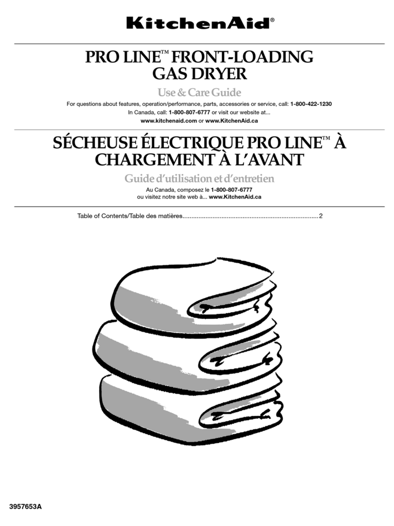 KitchenAid Pro Line FRONT-LOADING GAS DRYER User manual
