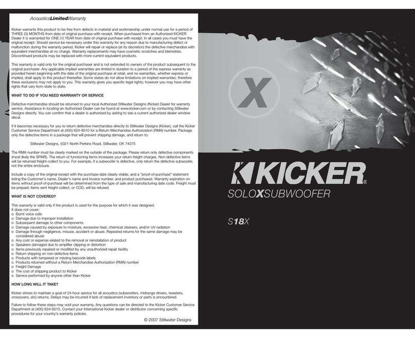 Kicker S18X owner's manual