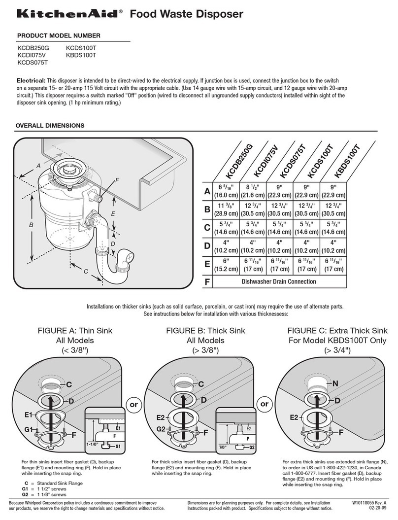 KitchenAid KBDS100T - NA Batch Feed 1 HP MultiGrind User manual KitchenAid KBDS100T - NA Batch Feed 1 HP MultiGrind User manual