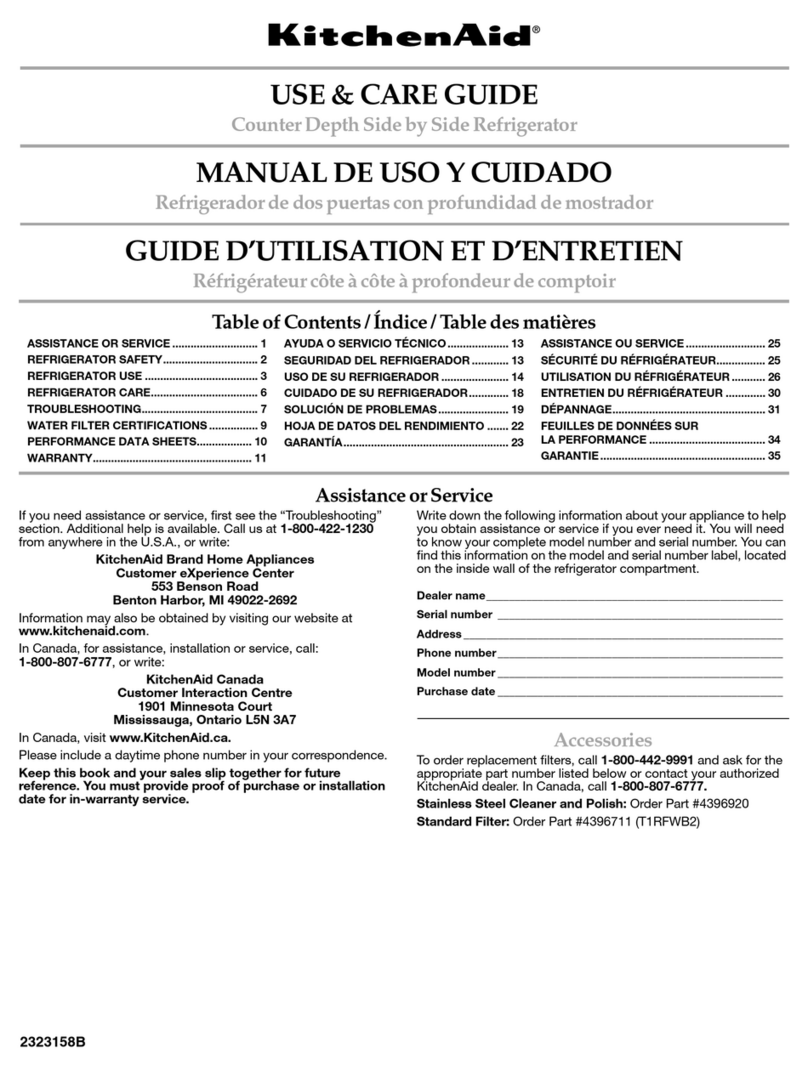 KitchenAid KitchenAid Counter Depth Side by Side... User manual