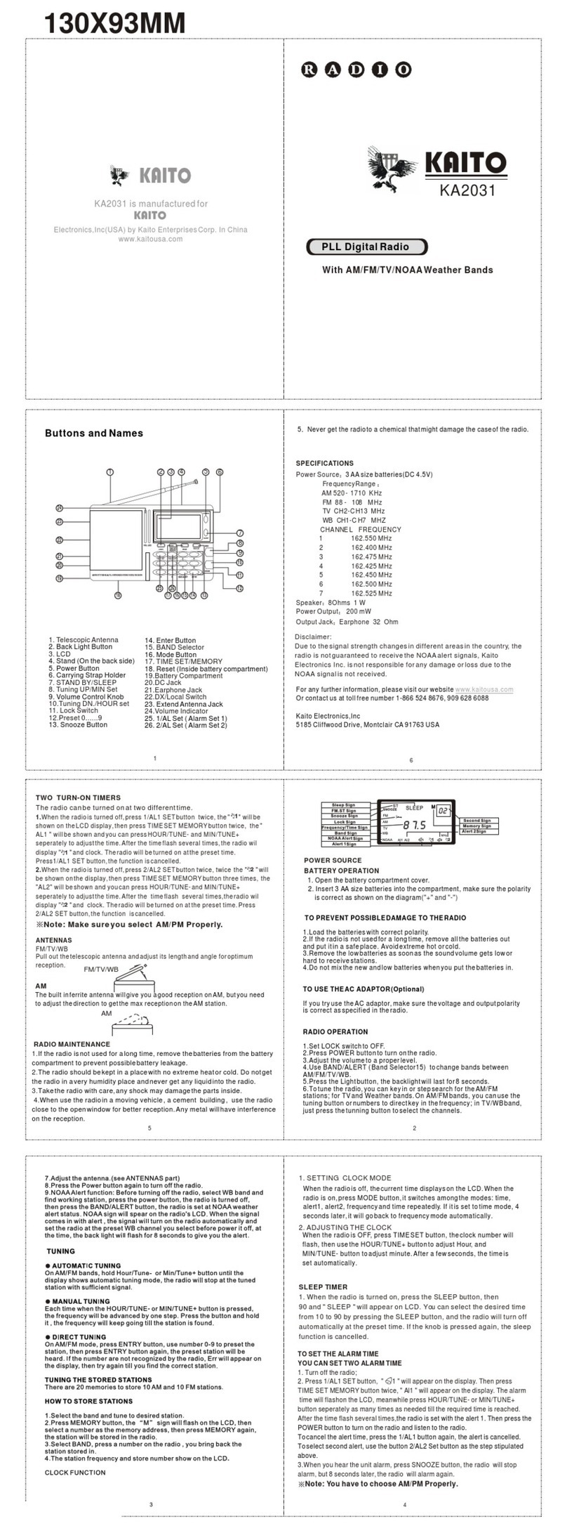 Kaito KA2031 user manual