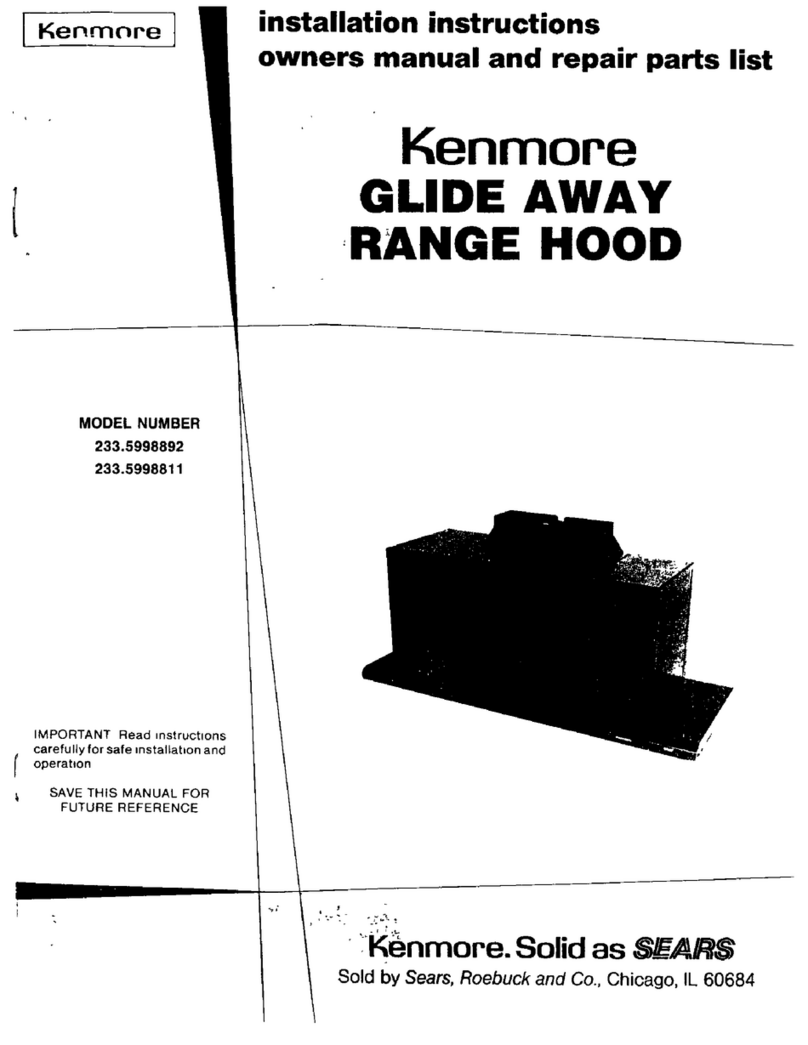 Kenmore GLIDE AWAY 233.5998811 installation instructions