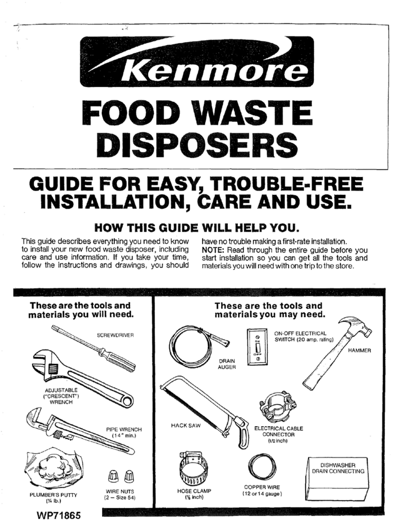 Kenmore Garbage Disposal Instructions for use