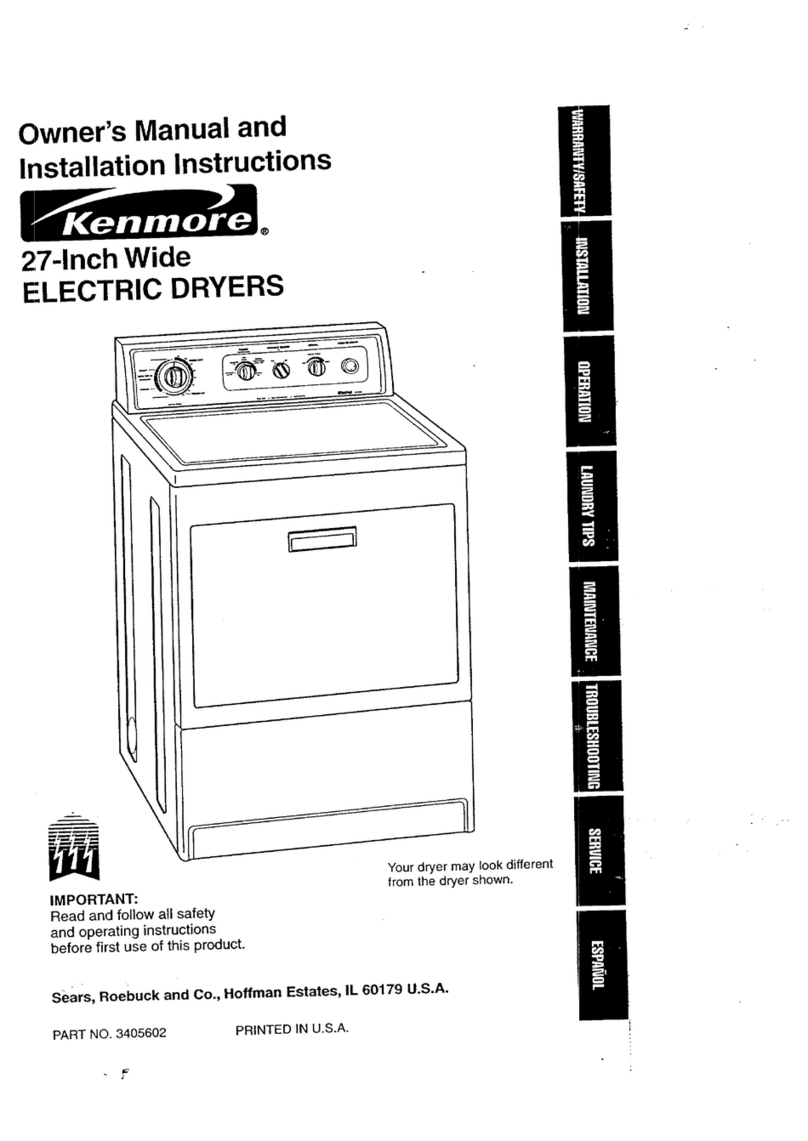 Kenmore 3405602 Owner's manual and installation instructions