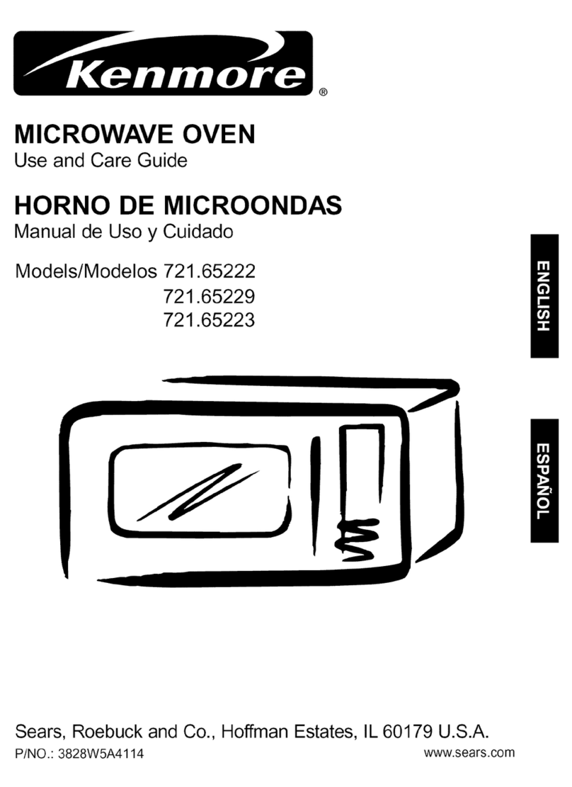 Kenmore MICROWAVE OVEN 721.65222 Use and care guide