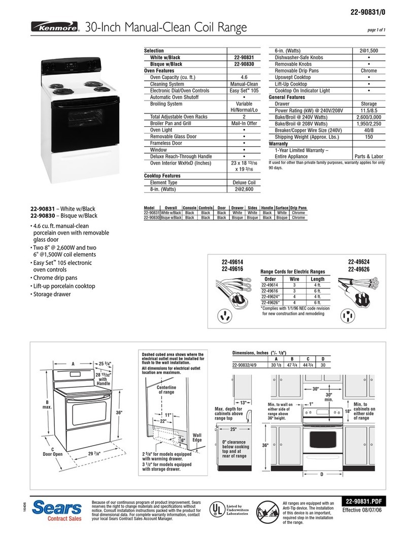 Kenmore 22-90830 User manual