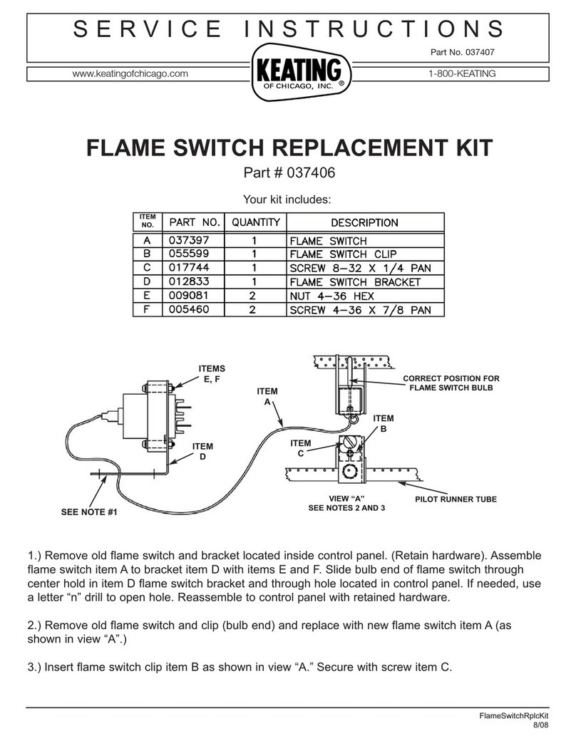 Keating Of Chicago Flame Switch Service instructions