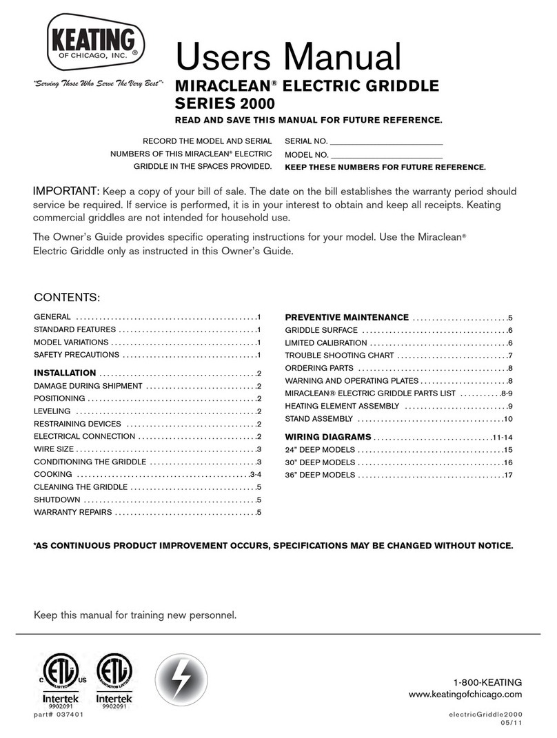 Keating Of Chicago Griddle user manual Keating Of Chicago Griddle user manual