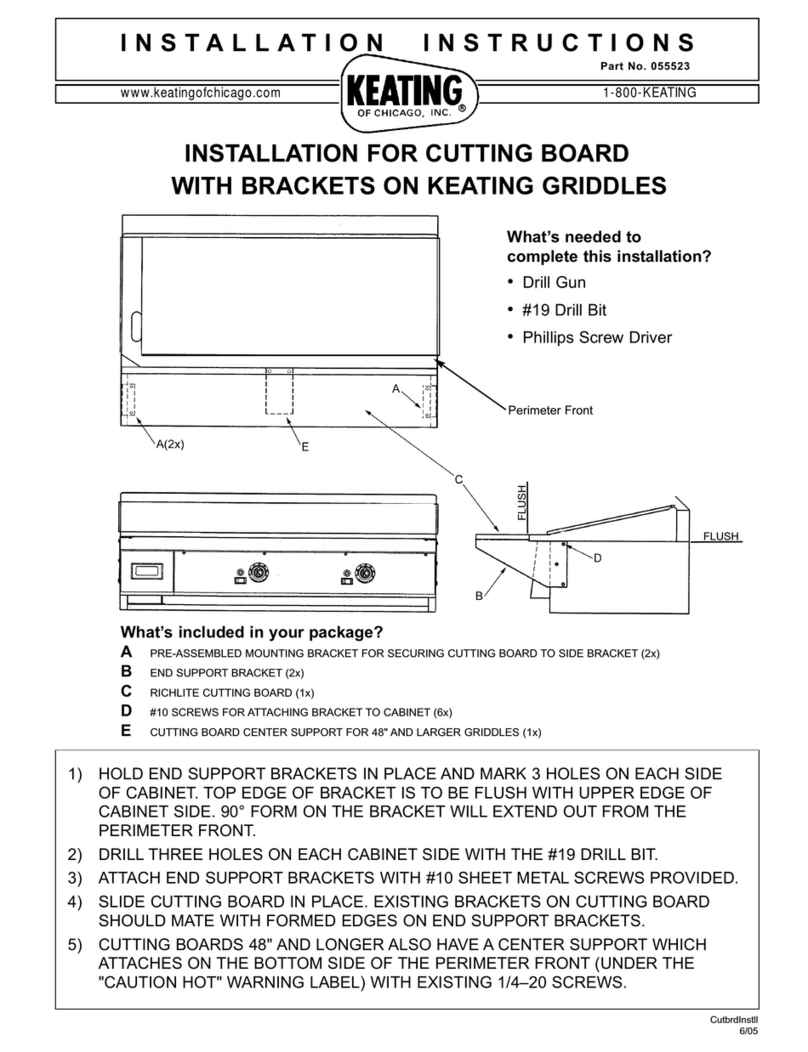 Keating Of Chicago Cutting Board with Brackets 055523 User manual