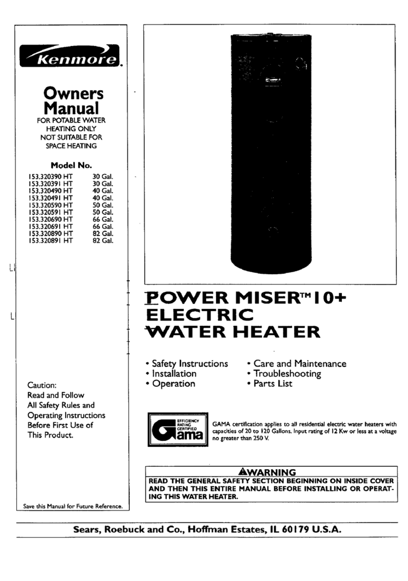 Kenmore POWER MISER 153.320491 HT 40 GAL User manual