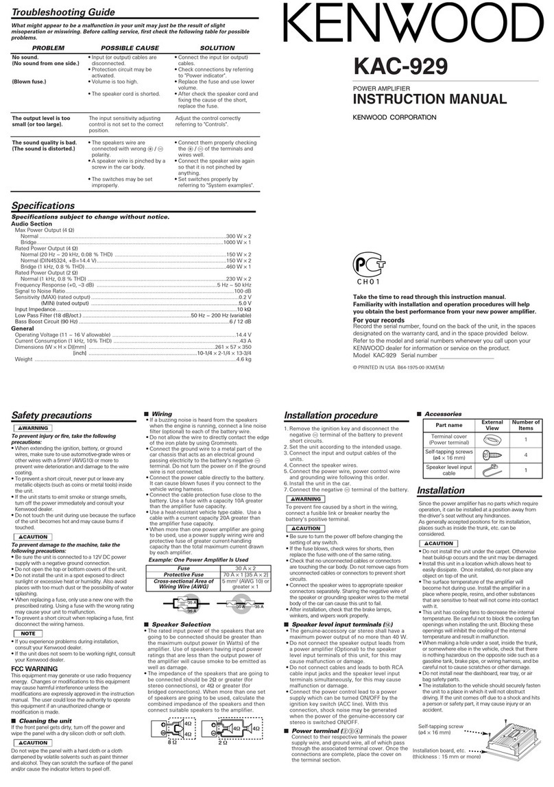 Kenwood KAC-929 User manual